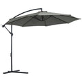 Outsunny 3M Banana Cantilever Umbrella Garden Parasol Sun Shade Grey