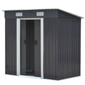 Living and Home 4 x 6ft Double Door Dark Grey Metal Garden Shed with Foundation