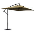 Outsunny 3 M Cantilever Parasol with Cross Base, Crank Handle, 6 Ribs Brown